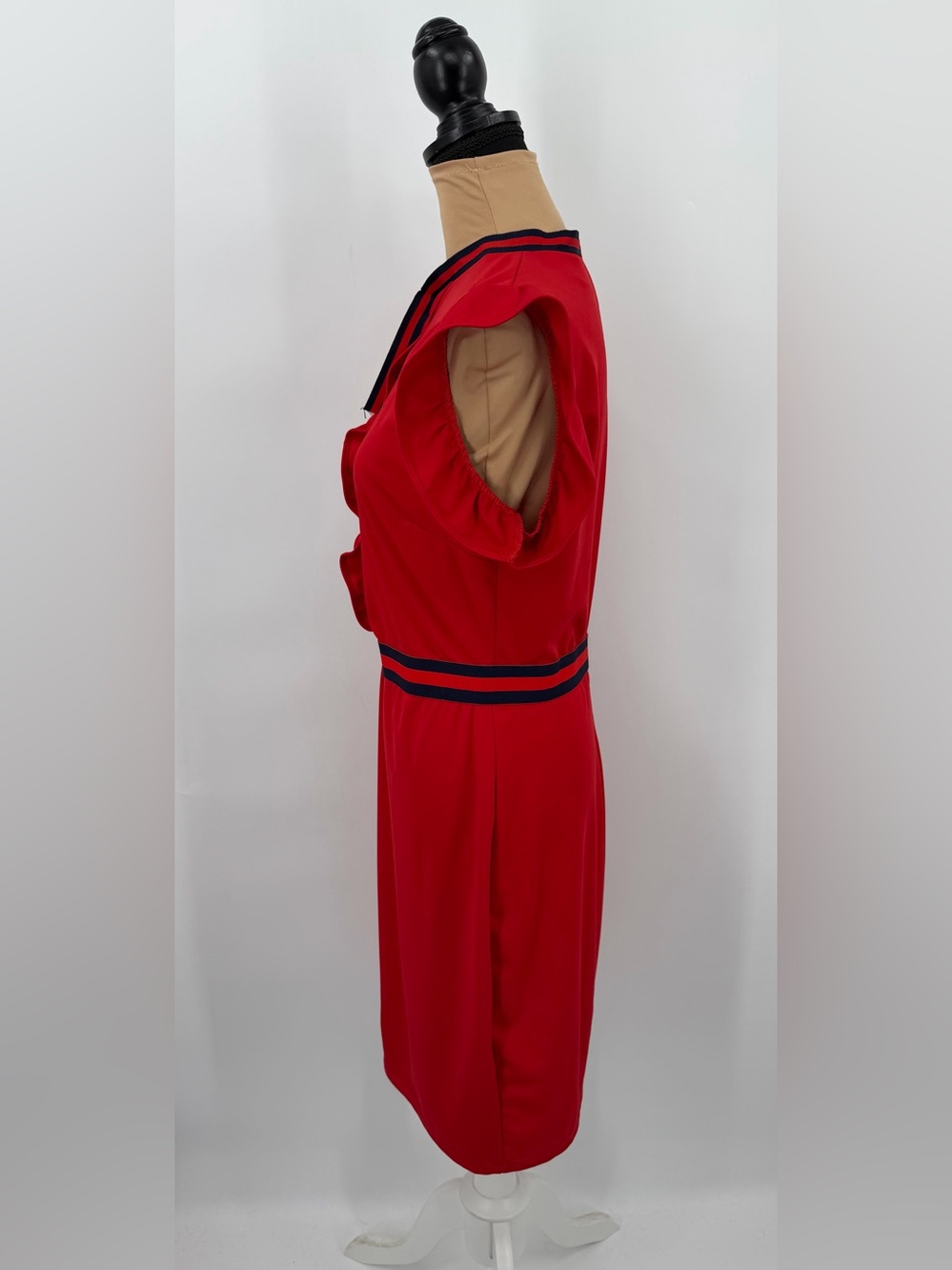 Red navy ruffle Mini Dress 2XL Preppy Collegiate Coquette college game day - Picture 3 of 10